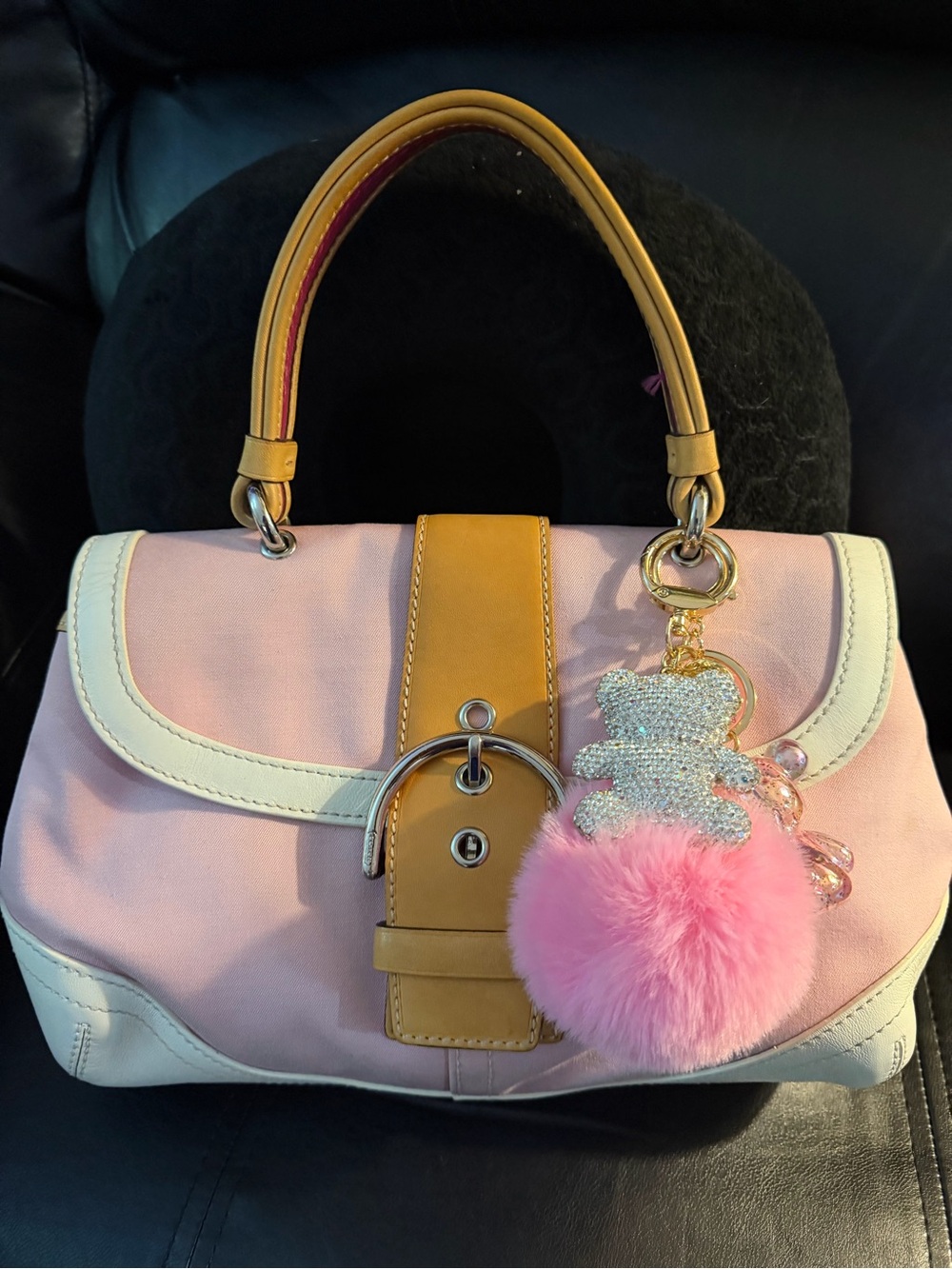 Coach SoHo Pink Top-Handle Satchel with Tan Trim